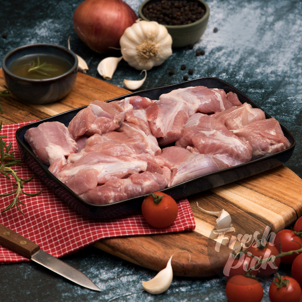 Goat Mutton Shoulder Boneless  | Antibiotic-free | Grass-fed Farm-raised | Prime-grade meat |500g (Approx. 12-14pcs of 30-40gms each - Lean meat)