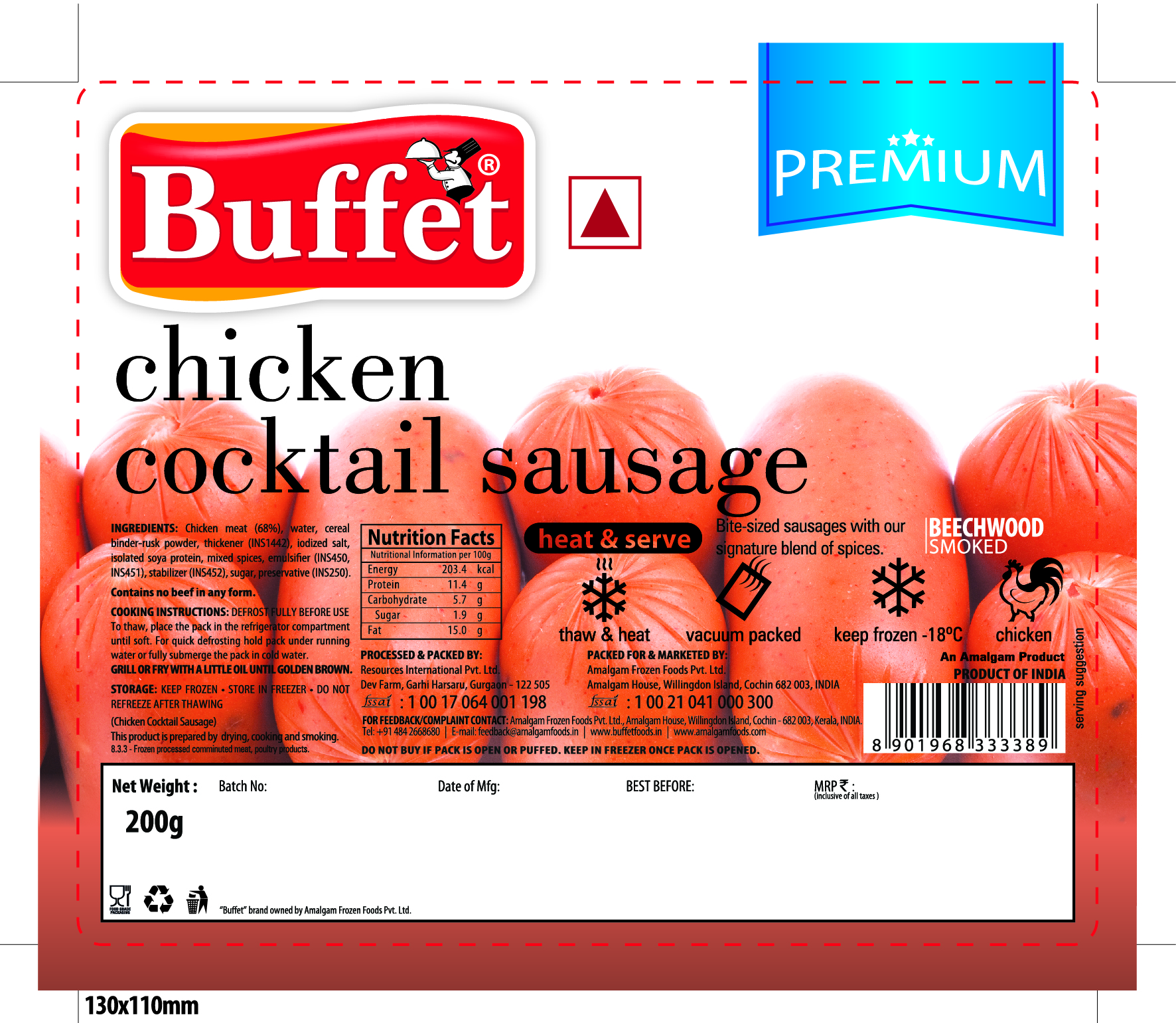 Buffet Chicken Cocktail Sausage 200G